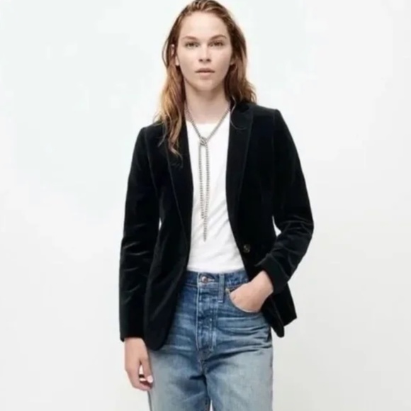 J Crew Parke Black Velvet Blazer Size 8T - Picture 1 of 16
